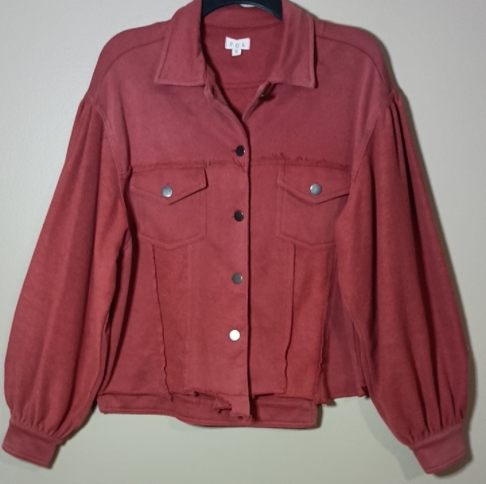 POL Oversized Distressed Button Front Jacket With… - image 1